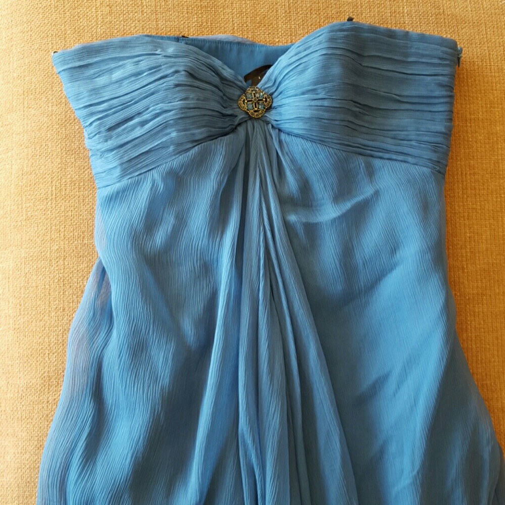 LAUNDRY by Shelli Segal Blue Jeweled Coctail Dress